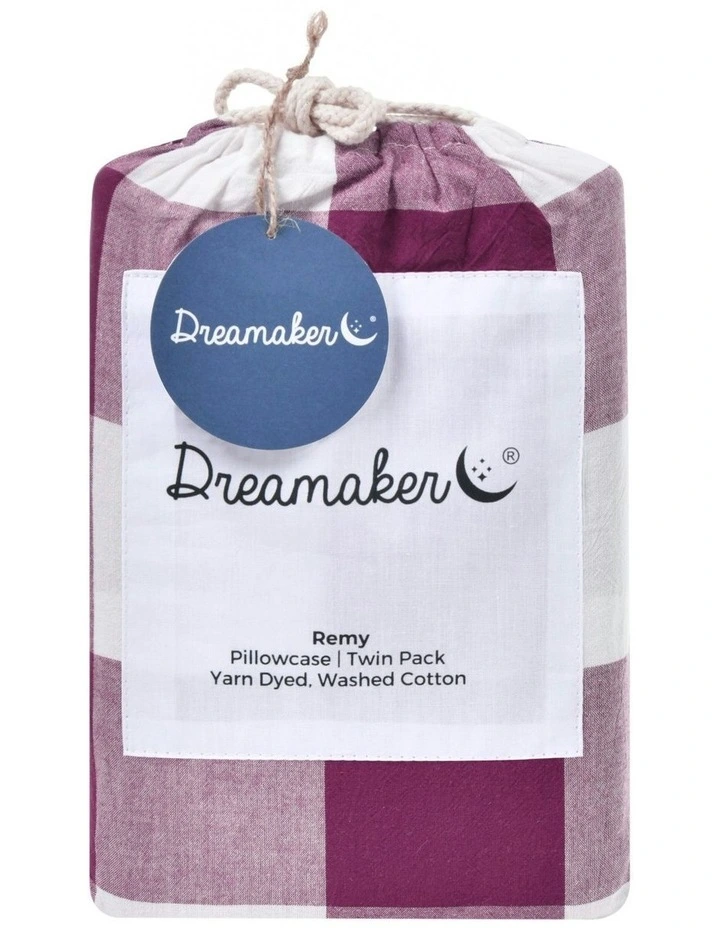Remy Washed Cotton Pillowcase Twin Pack in Berry image 4