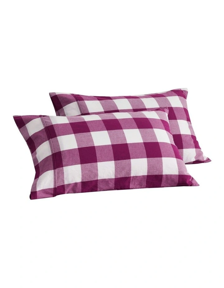 Remy Washed Cotton Pillowcase Twin Pack in Berry image 6