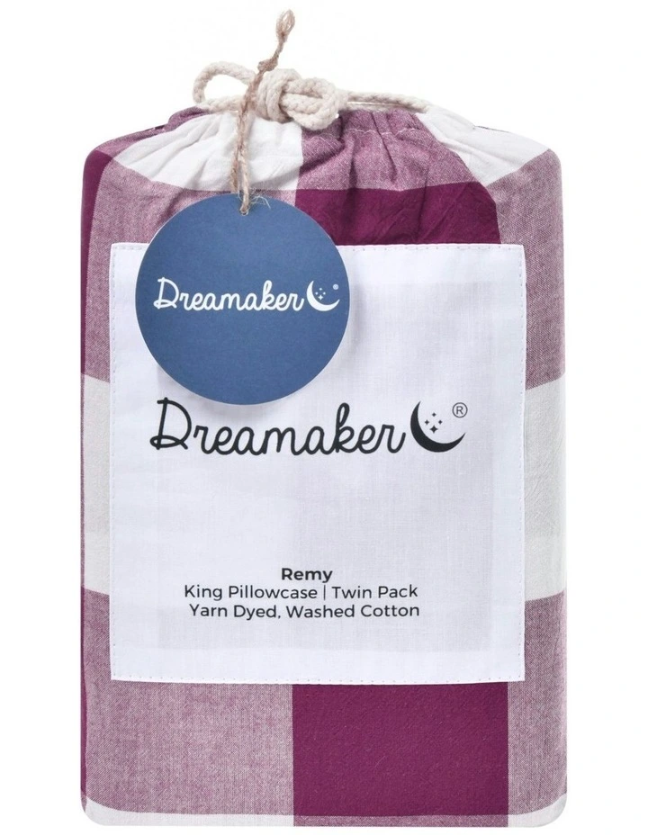 Remy Washed Cotton King Pillowcase Twin Pack in Berry image 4