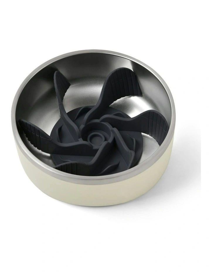 Duro Double Wall Stainless Steel Dog Bowl with Removable Slow Feeder Attachment Cream image 1