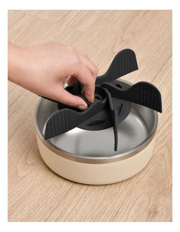 Duro Double Wall Stainless Steel Dog Bowl with Removable Slow Feeder Attachment Cream image 6
