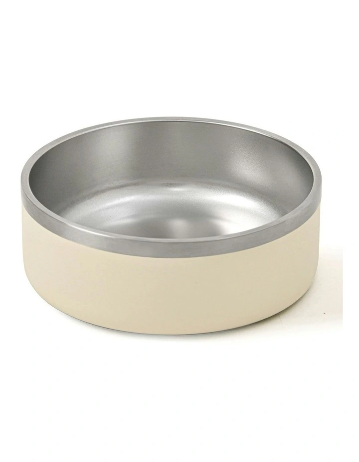 Duro Double Wall Stainless Steel Dog Bowl with Removable Slow Feeder Attachment Cream image 7