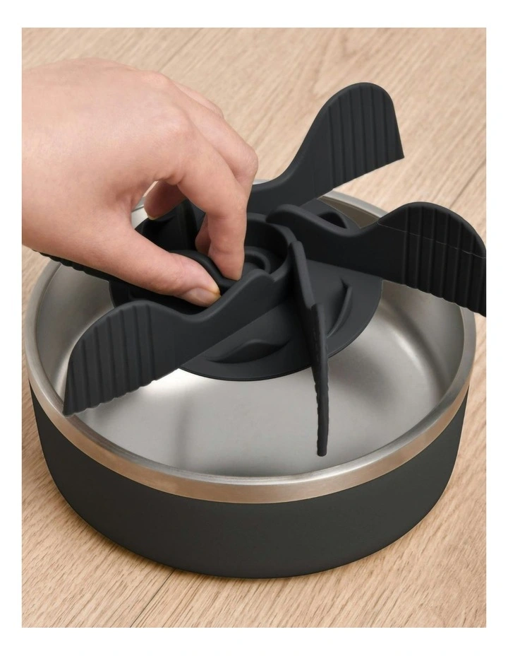 Duro Double Wall Stainless Steel Dog Bowl with Removable Slow Feeder Attachment Black image 6