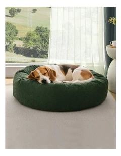 Miri Round Calming Boucle Pet Bed in Olive