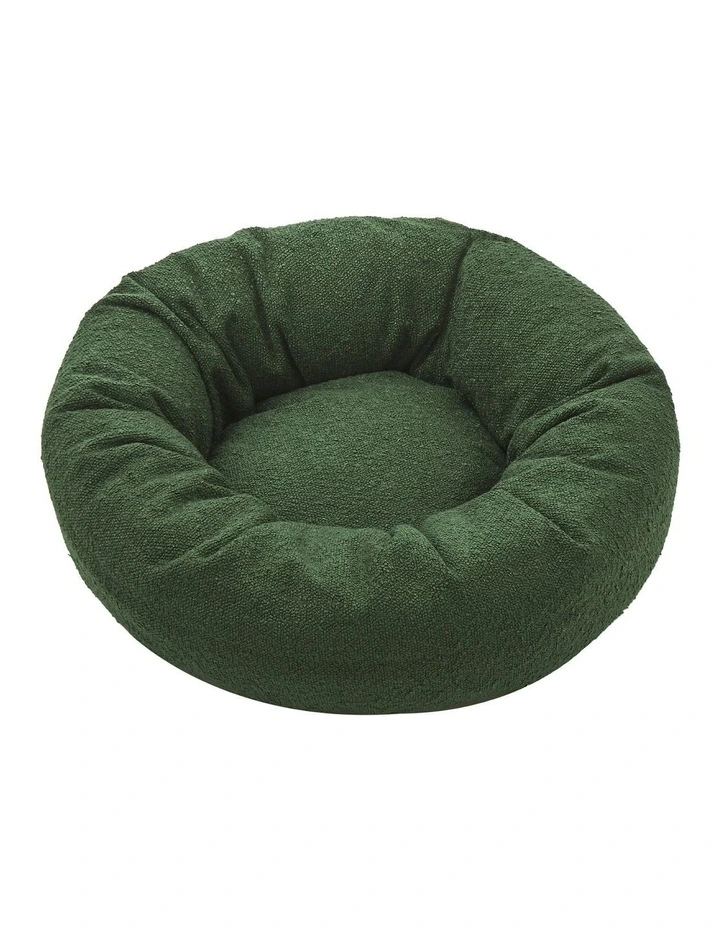 Miri Round Calming Boucle Pet Bed in Olive image 3