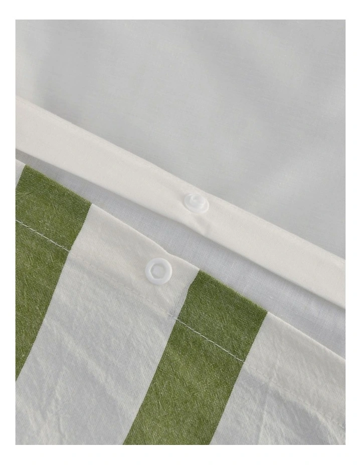 Cove Washed Cotton Yarn Dyed Wide Stripe Quilt Cover Set in Olive image 4