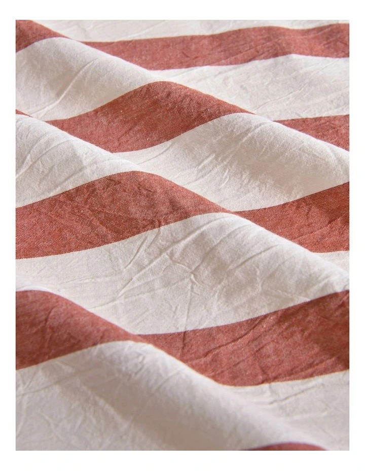 Cove Washed Cotton Yarn Dyed Wide Stripe Quilt Cover Set in Rust image 3