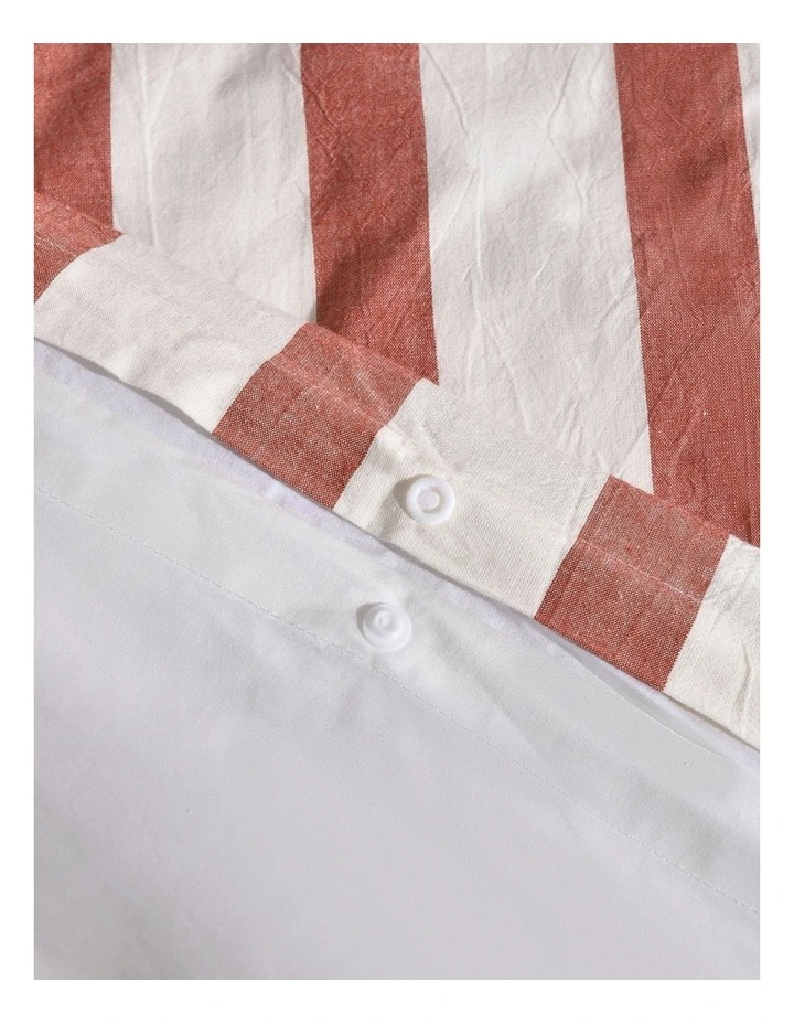 Cove Washed Cotton Yarn Dyed Wide Stripe Quilt Cover Set in Rust image 4