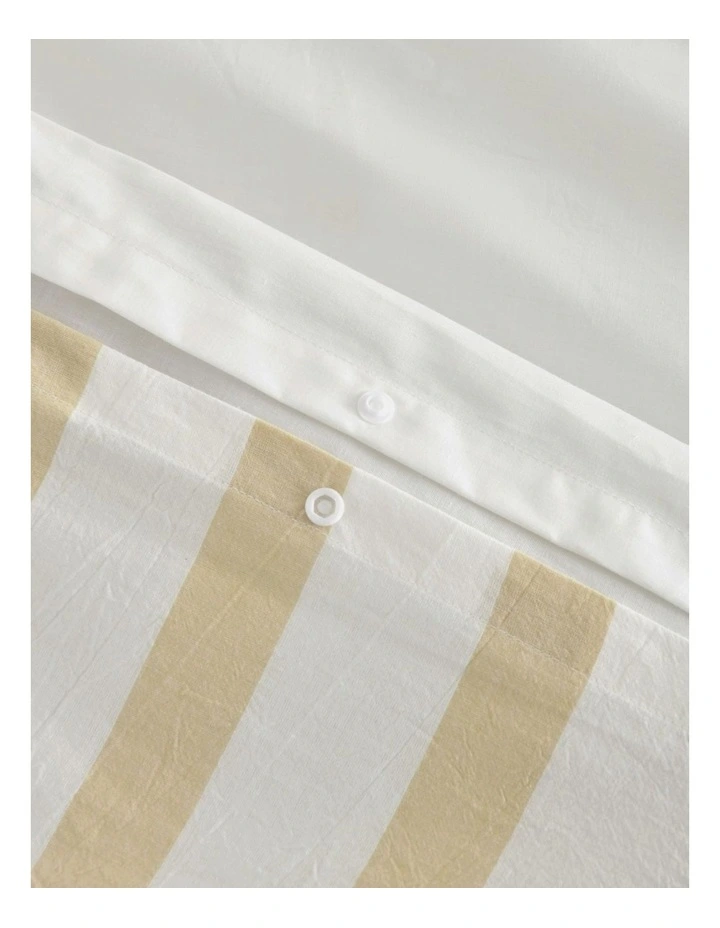 Cove Washed Cotton Yarn Dyed Wide Stripe Quilt Cover Set in Sand image 4