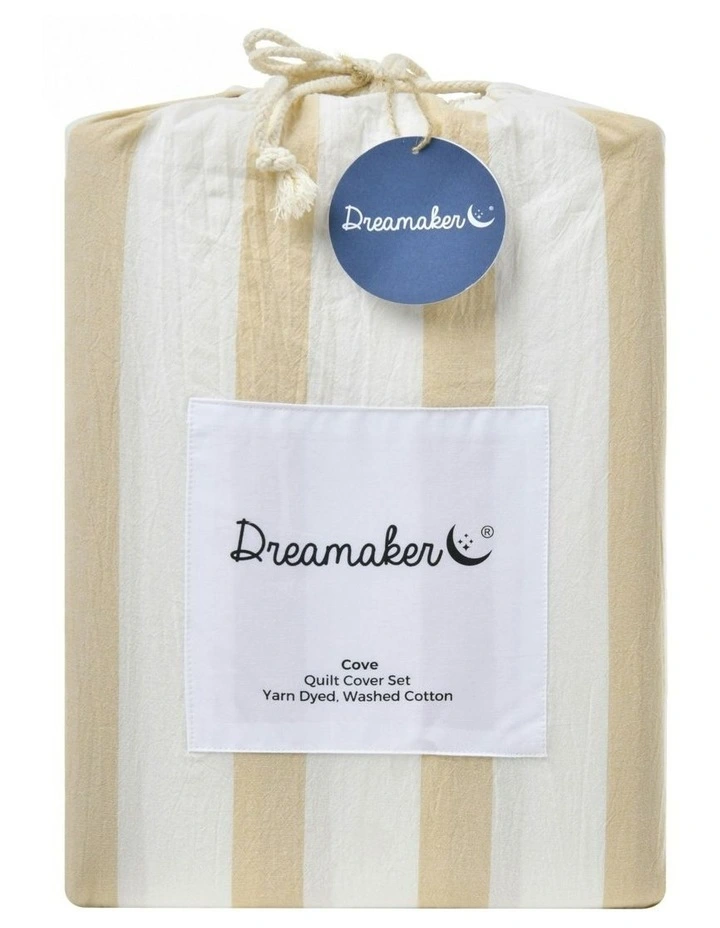 Cove Washed Cotton Yarn Dyed Wide Stripe Quilt Cover Set in Sand image 7