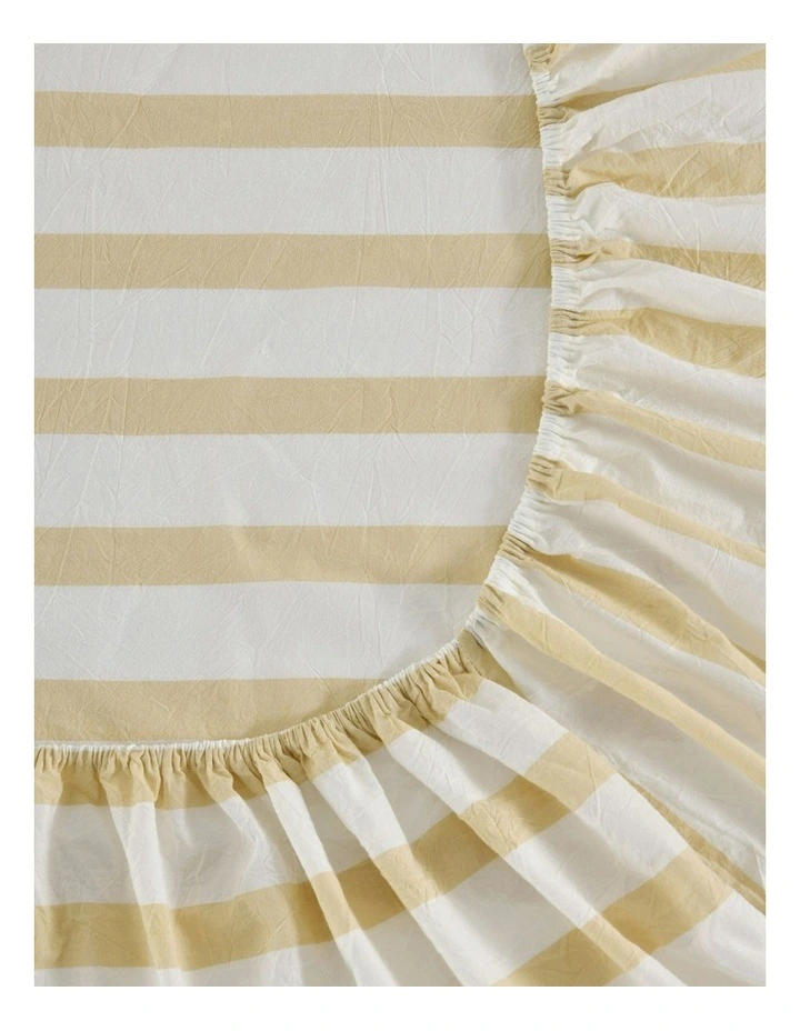 Washed Cotton Yarn Dyed Wide Stripe Sheet Set in Sand image 4