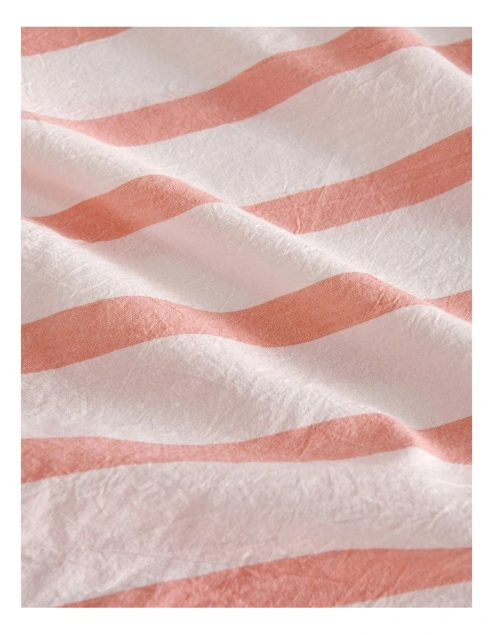 Bask Stripe Washed Cotton Quilt Cover Set in Coral image 3
