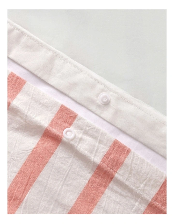 Bask Stripe Washed Cotton Quilt Cover Set in Coral image 4