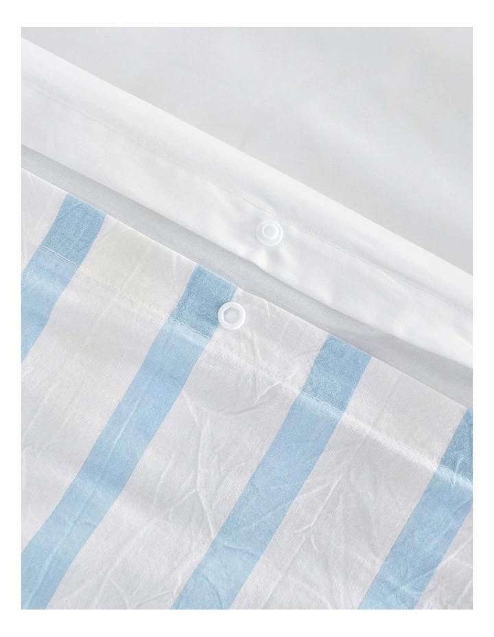 Bask Stripe Washed Cotton Quilt Cover Set in Sky image 4