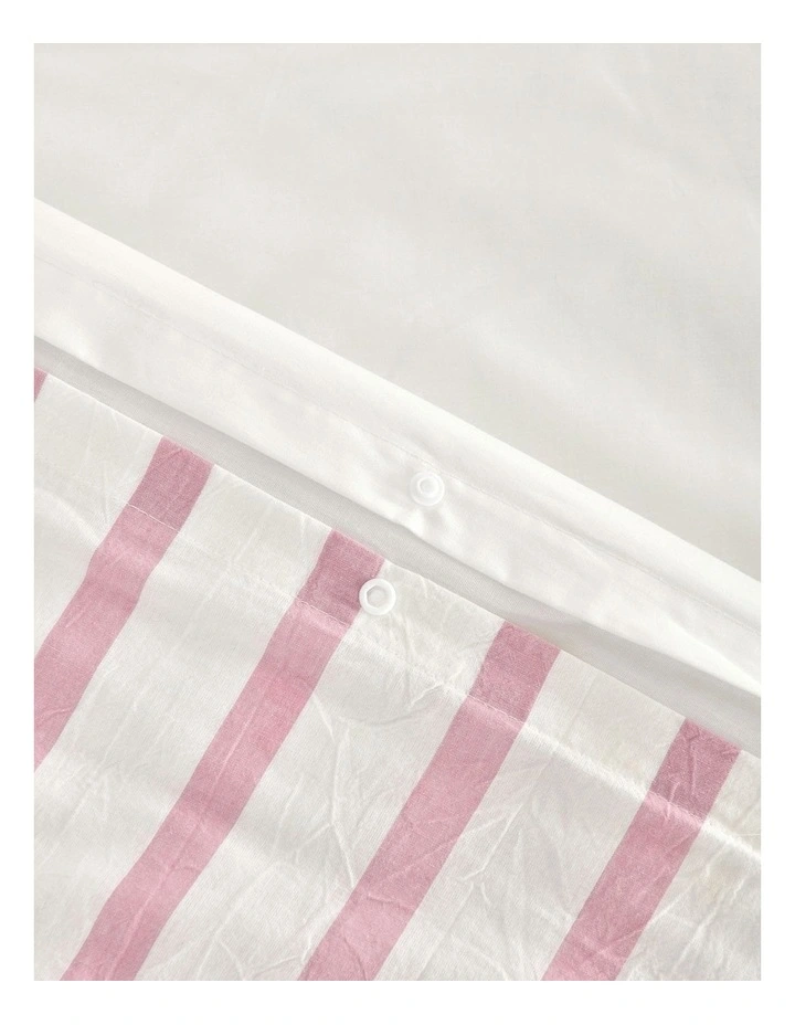 Bask Stripe Washed Cotton Quilt Cover Set in Pink Pearl image 4