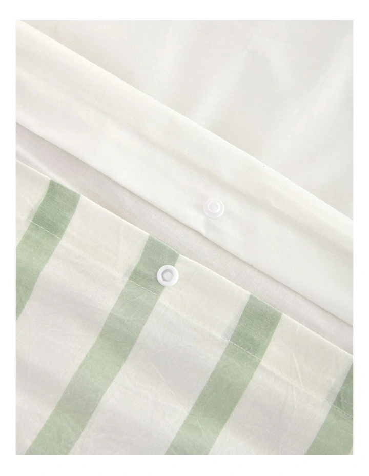 Bask Stripe Washed Cotton Quilt Cover Set in Sage image 4