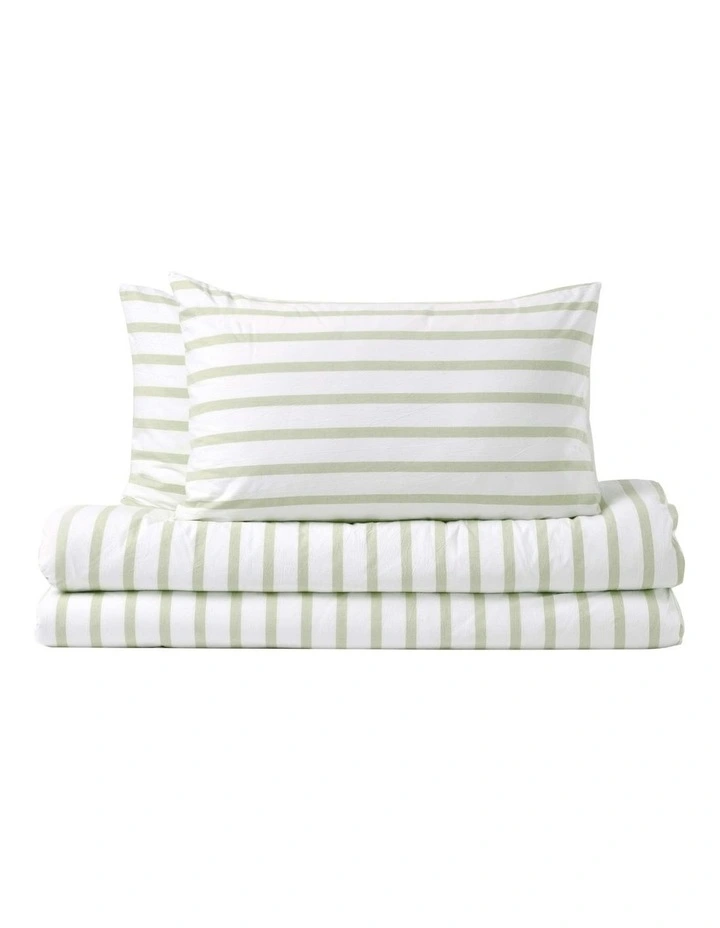 Bask Stripe Washed Cotton Quilt Cover Set in Sage image 6