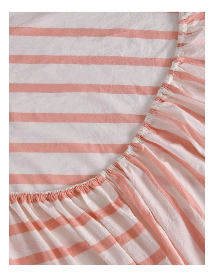 Bask Stripe Washed Cotton Sheet Set in Coral image 4