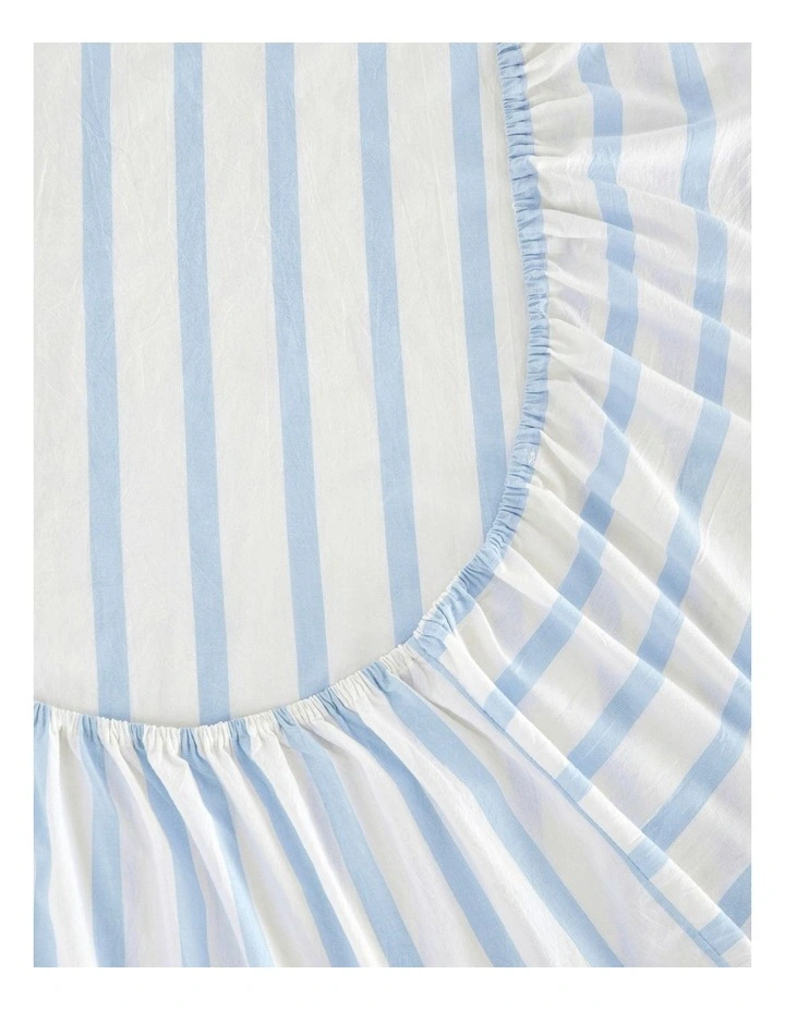 Bask Stripe Washed Cotton Sheet Set in Sky image 4