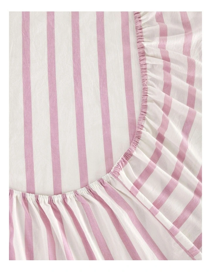 Bask Stripe Washed Cotton Sheet Set in Pink Pearl image 4