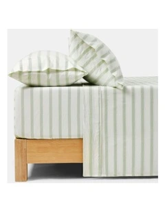 Bask Striped Washed Cotton Sheet Set in Sage