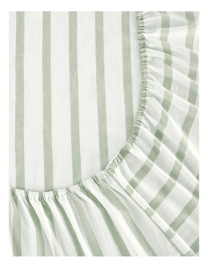 Bask Striped Washed Cotton Sheet Set in Sage image 4