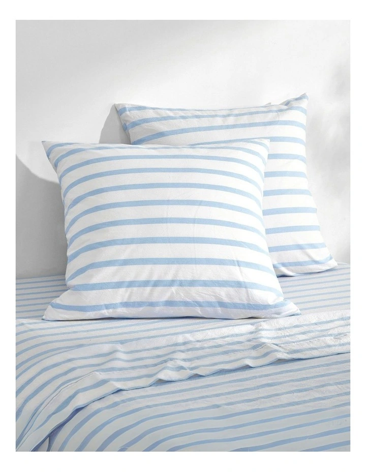 Bask Striped Washed Cotton Pillowcase Twin Pack in Sky image 1