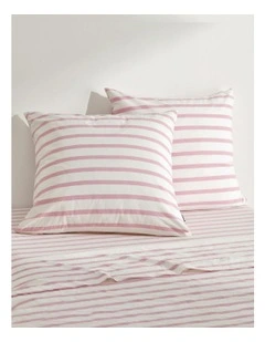 Bask Striped Washed Cotton Pillowcase Twin Pack in Pink Pearl