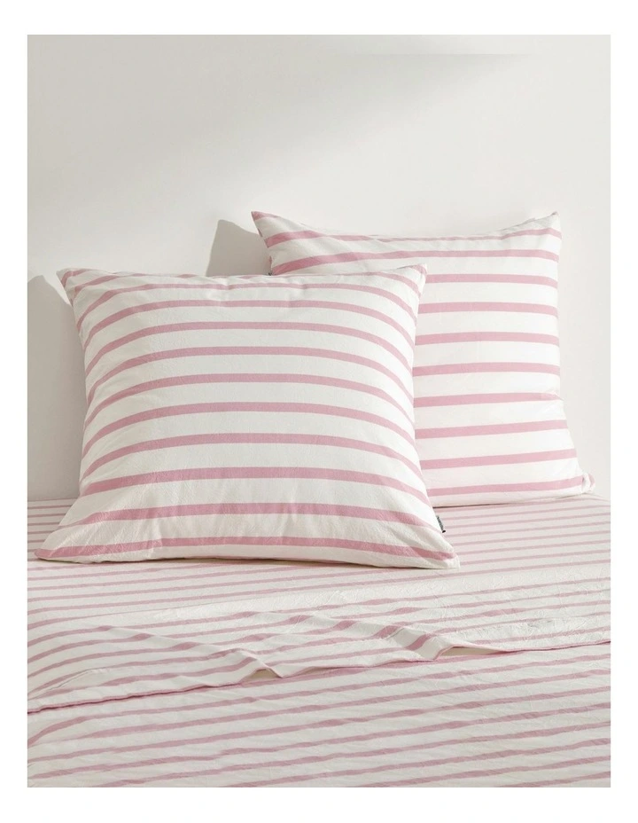 Bask Striped Washed Cotton Pillowcase Twin Pack in Pink Pearl image 1