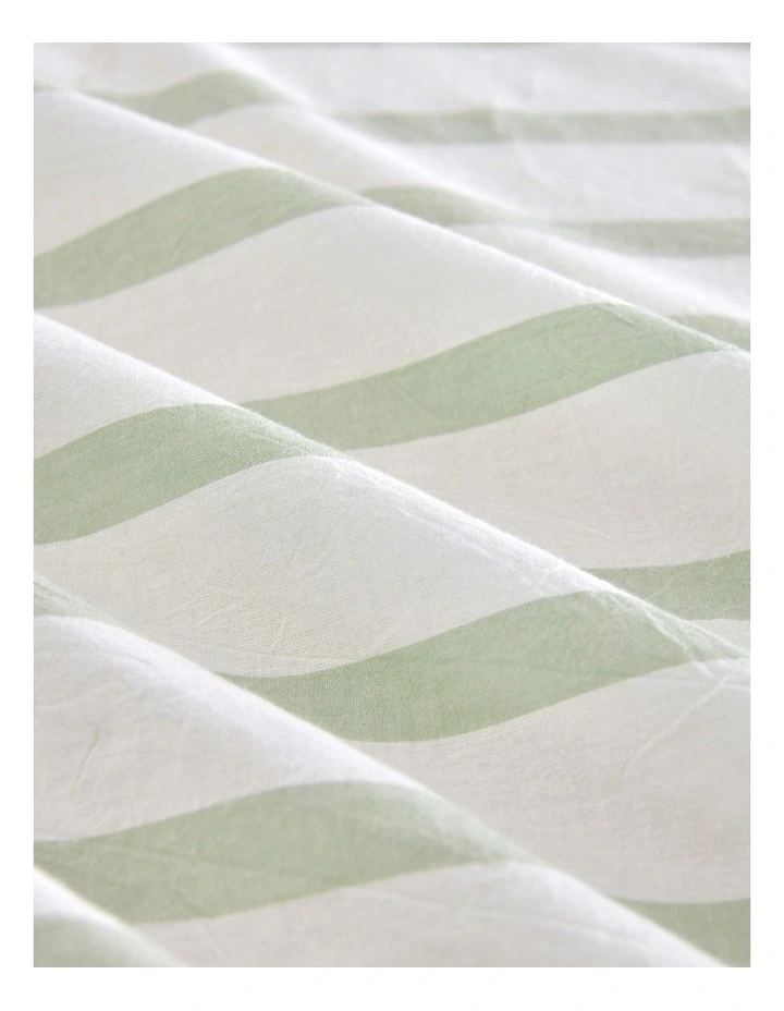 Bask Striped Washed Cotton Pillowcase Twin Pack in Sage image 4