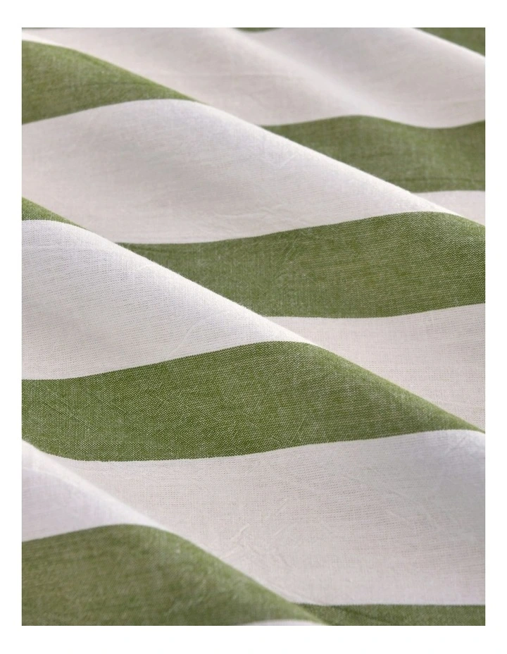 Cove Wide Striped Washed Cotton European Pillowcases in Olive image 3