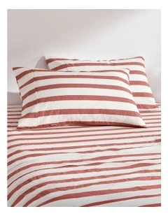 Cove Wide Striped Washed Cotton Standard Pillowcases x2 in Rust