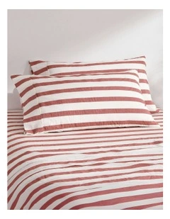 Cove Wide Striped Washed Cotton King Pillowcases x2 in Rust
