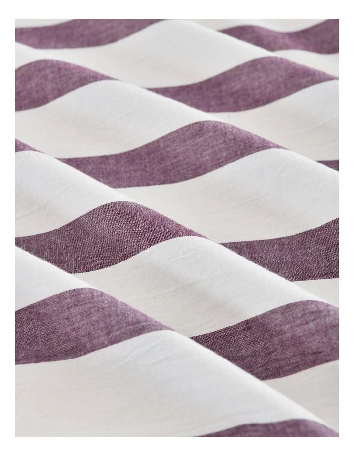 Cove Wide Striped Washed Cotton King Pillowcases x2 in Plum image 4