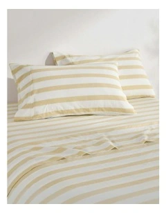 Cove Wide Striped Washed Cotton Standard Pillowcases x2 in Sand