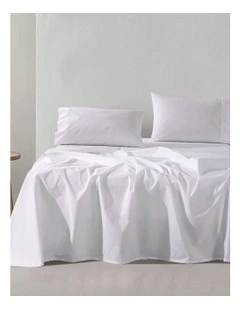 Cotton Percale Sheet Set 300TC in White
