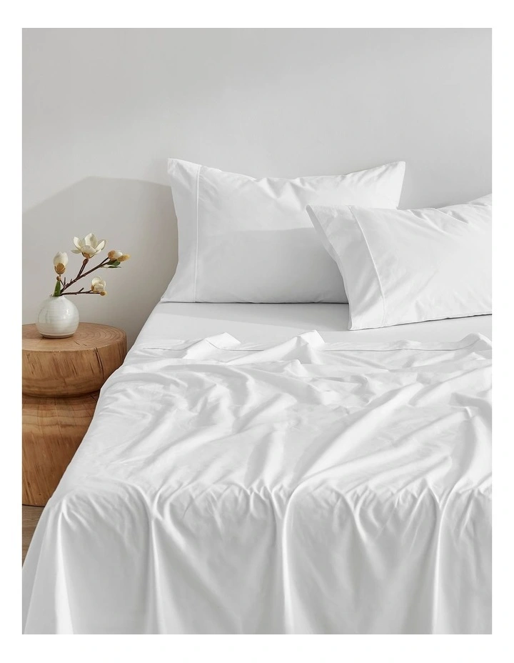 300TC Cotton Percale Sheet Set in White image 2
