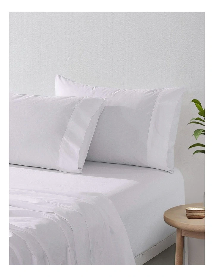 Cotton Percale Sheet Set 300TC in White image 2