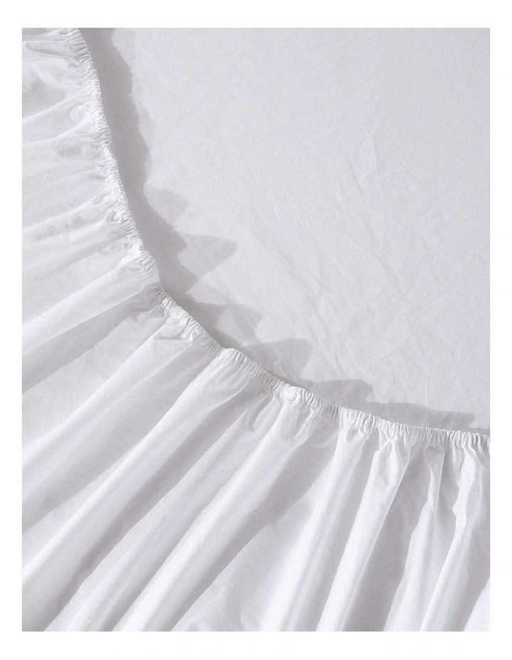 Cotton Percale Sheet Set 300TC in White image 4