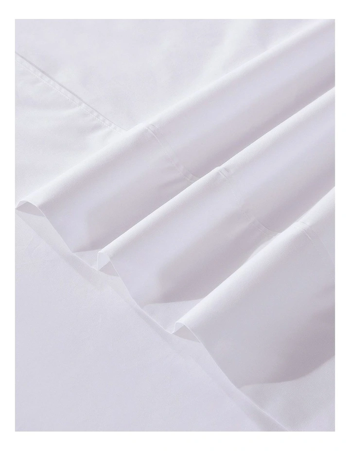 Cotton Percale Sheet Set 300TC in White image 5