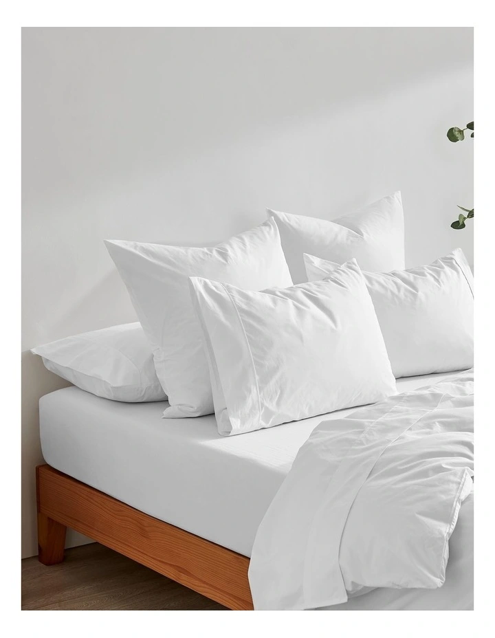300TC Cotton Percale Sheet Set in White image 6
