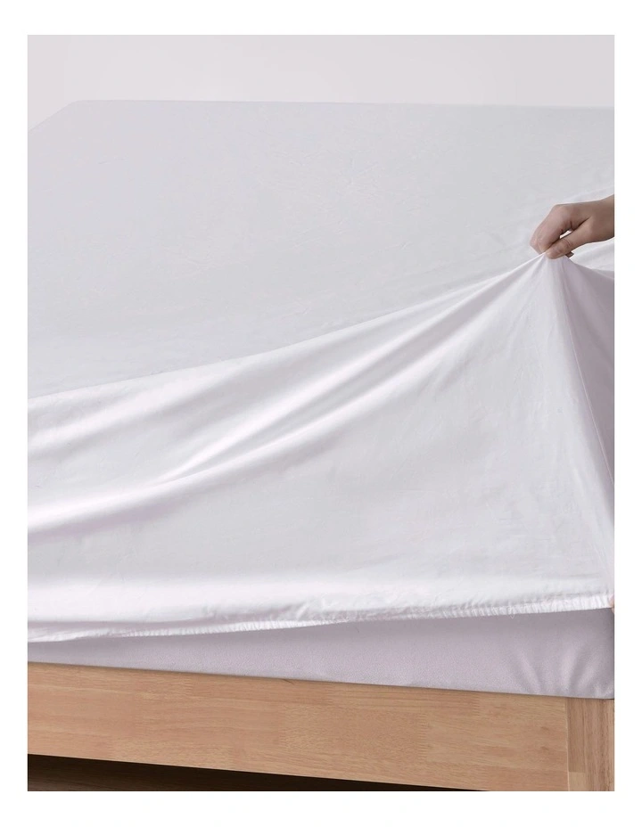 Cotton Percale Sheet Set 300TC in White image 6
