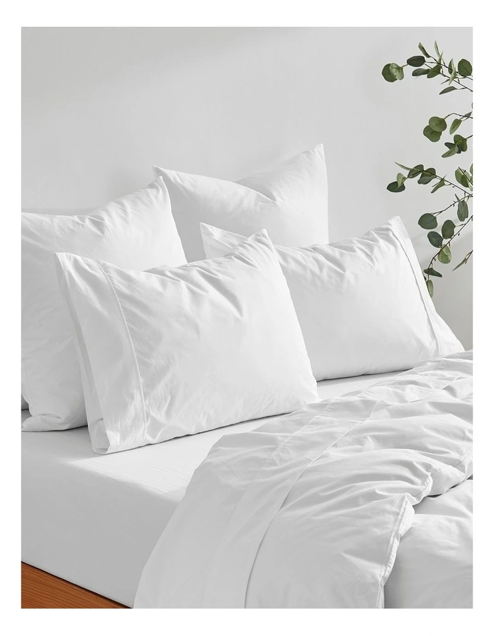 300TC Cotton Percale Sheet Set in White image 7