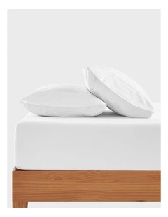 300TC Cotton Percale Combo Fitted Sheet Set in White