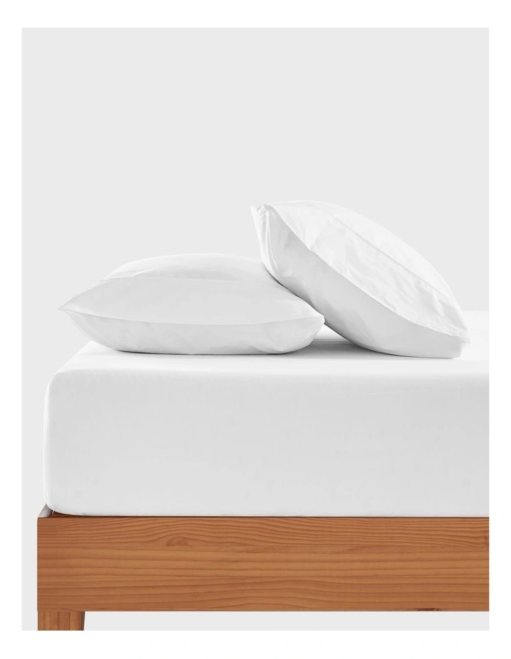 300TC Cotton Percale Combo Fitted Sheet Set in White image 1