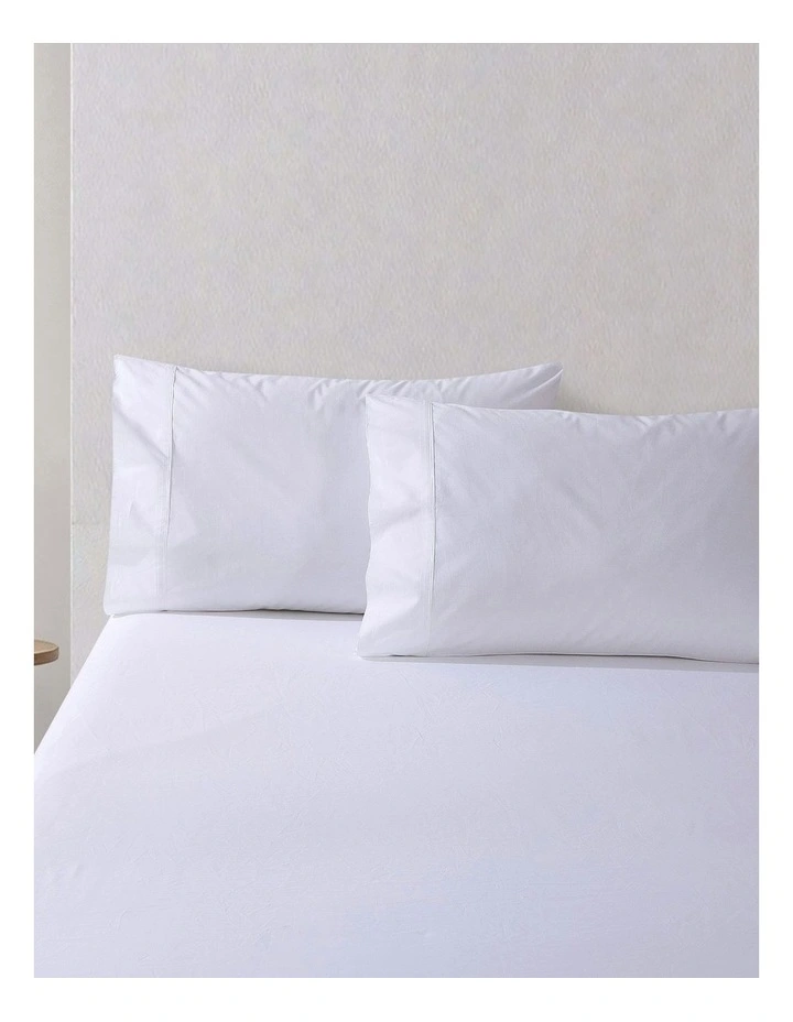 Cotton Percale Combo Fitted Sheet Set 300TC in White image 7