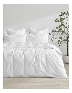 300TC Cotton Percale Quilt Cover Set in White