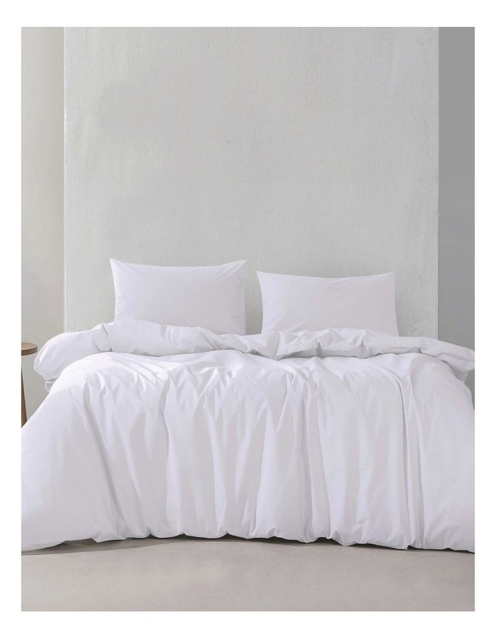 300TC Cotton Percale Quilt Cover Set in White image 1