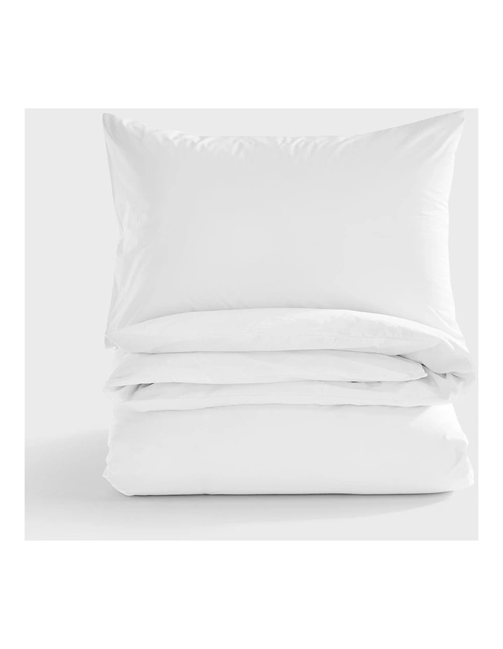 300TC Cotton Percale Quilt Cover Set in White image 2