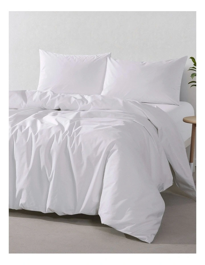 300TC Cotton Percale Quilt Cover Set in White image 2